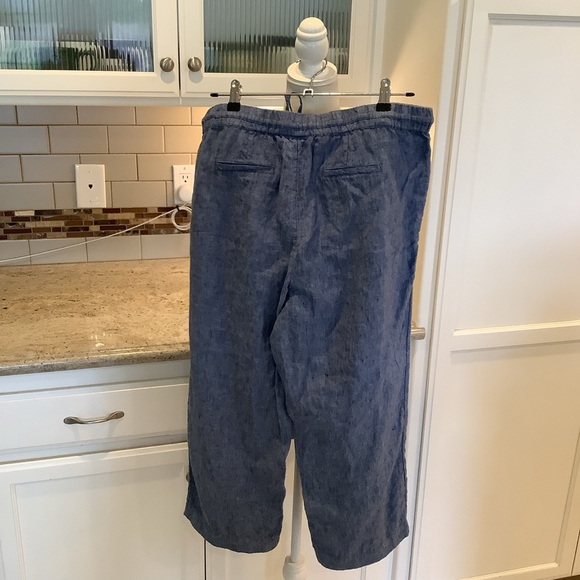 Charter Club Luxury Blue Linen Pants Size Large Drawstring Waist - Picture 2 of 6